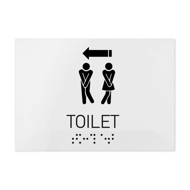 Bathroom Signs Unisex Directional Toilet Sign - Milk Acrylic