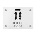 Bathroom Signs Unisex Directional Toilet Sign - Milk Acrylic - Photo #3
