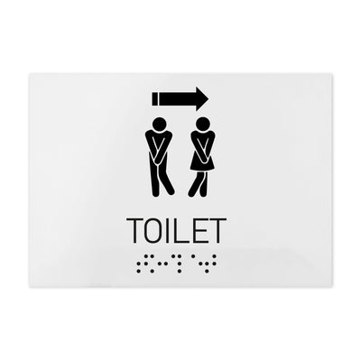 Bathroom Signs - Unisex Directional Toilet Sign - Milk Acrylic