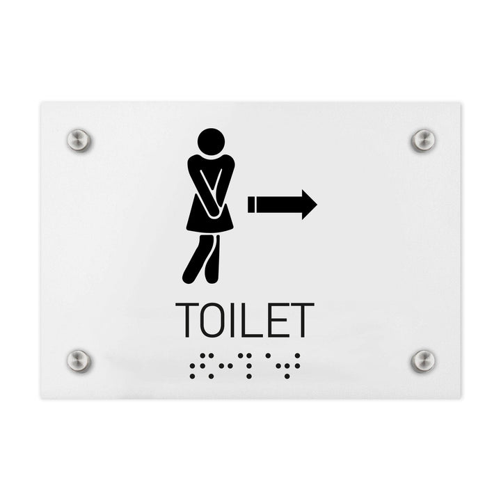 Bathroom Signs Women Directional Toilet Sign - Milk Acrylic