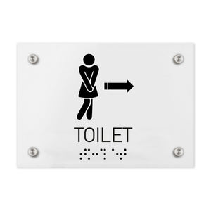 Bathroom Signs - Women Directional Toilet Sign - Milk Acrylic