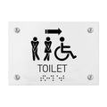 Bathroom Signs All Gender/Wheelchair Directional Restroom Sign - Milk Acrylic - Photo #1