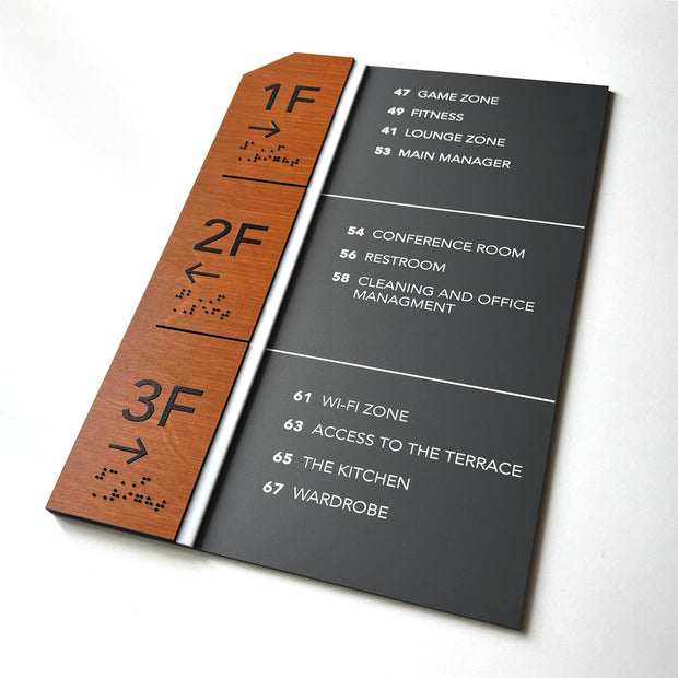 Directional Wayfinding Sign - Wooden Plate "Dragon" Design