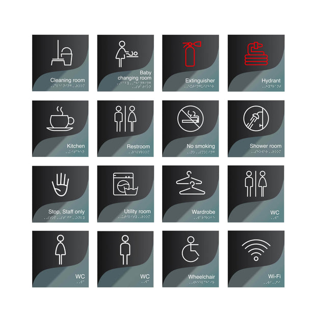 Information signs Wardrobe Closet Sign - Double Acrylic Door Plate - "Gray Calm" Design