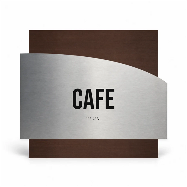 a sign with the word "CAFE" prominently displayed in the center.