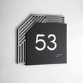 Door Numbers Office Number Sign: Wood & Stainless Steel Plate —  "Authentic" Design - Photo #1