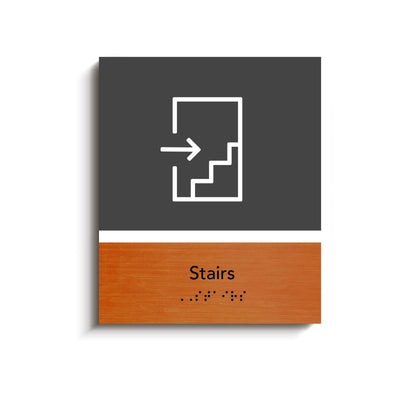 Information signs Stairs Sign: Wood & Acrylic Plate — "Dragon" Design