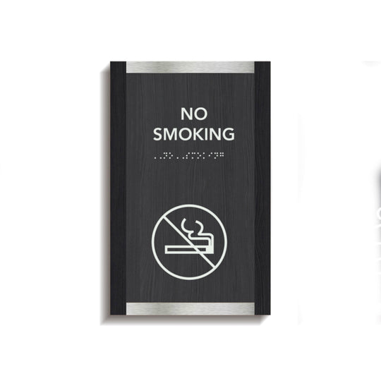 Information signs No Smoking Sign — Wood & Acrylic Door Plate — "Otherside" Design