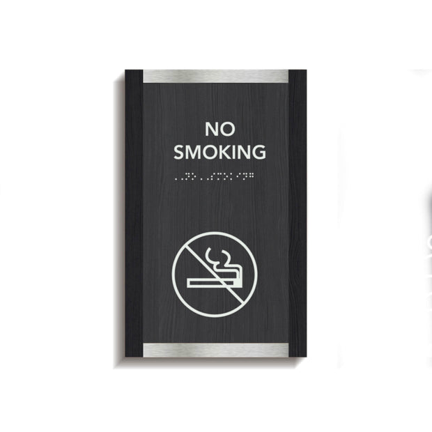 Information signs No Smoking Sign — Wood & Acrylic Door Plate — "Otherside" Design
