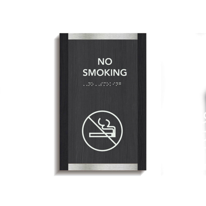Information signs No Smoking Sign — Wood & Acrylic Door Plate — "Otherside" Design