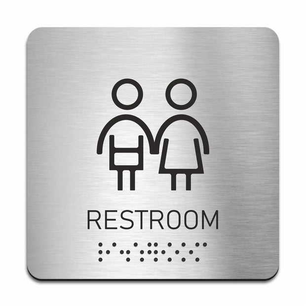 ADA children restroom sign with Braille, stainless steel