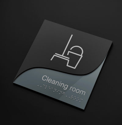 Information Signs - Double Acrylic Sign, Shower Signage - "Gray Calm" Design