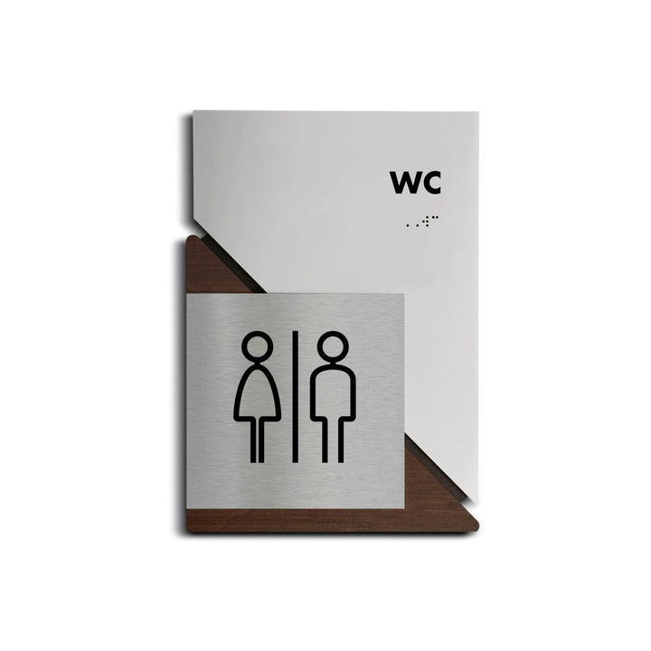 Bathroom Signs Acrylic &amp; Wood Toilet Signs for WC - "Creative" Design