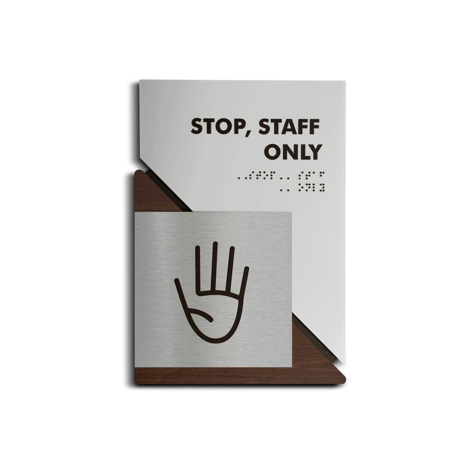 signs with consistent materials and typography