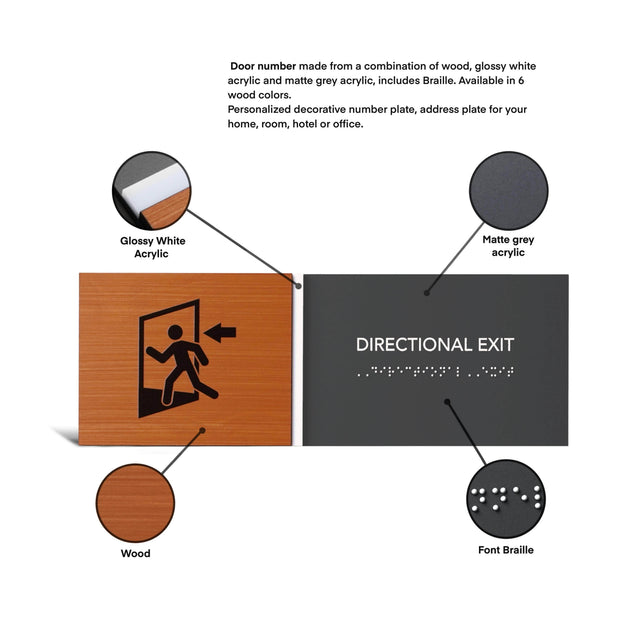 Door Signs Сustom name sign for office - Stairs Sign: Wood & Acrylic Plate — "Dragon" Design