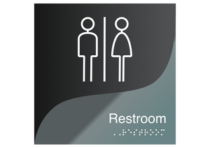 Bathroom Signs - Double Acrylic Sign - All Gender Bathrooms Signs "Gray Calm" Design