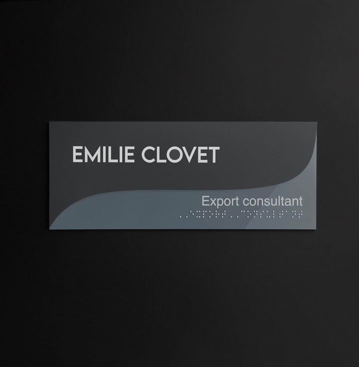 Door Signs Door Sign with Name — Double Acrylic Sign — "Gray Calm"