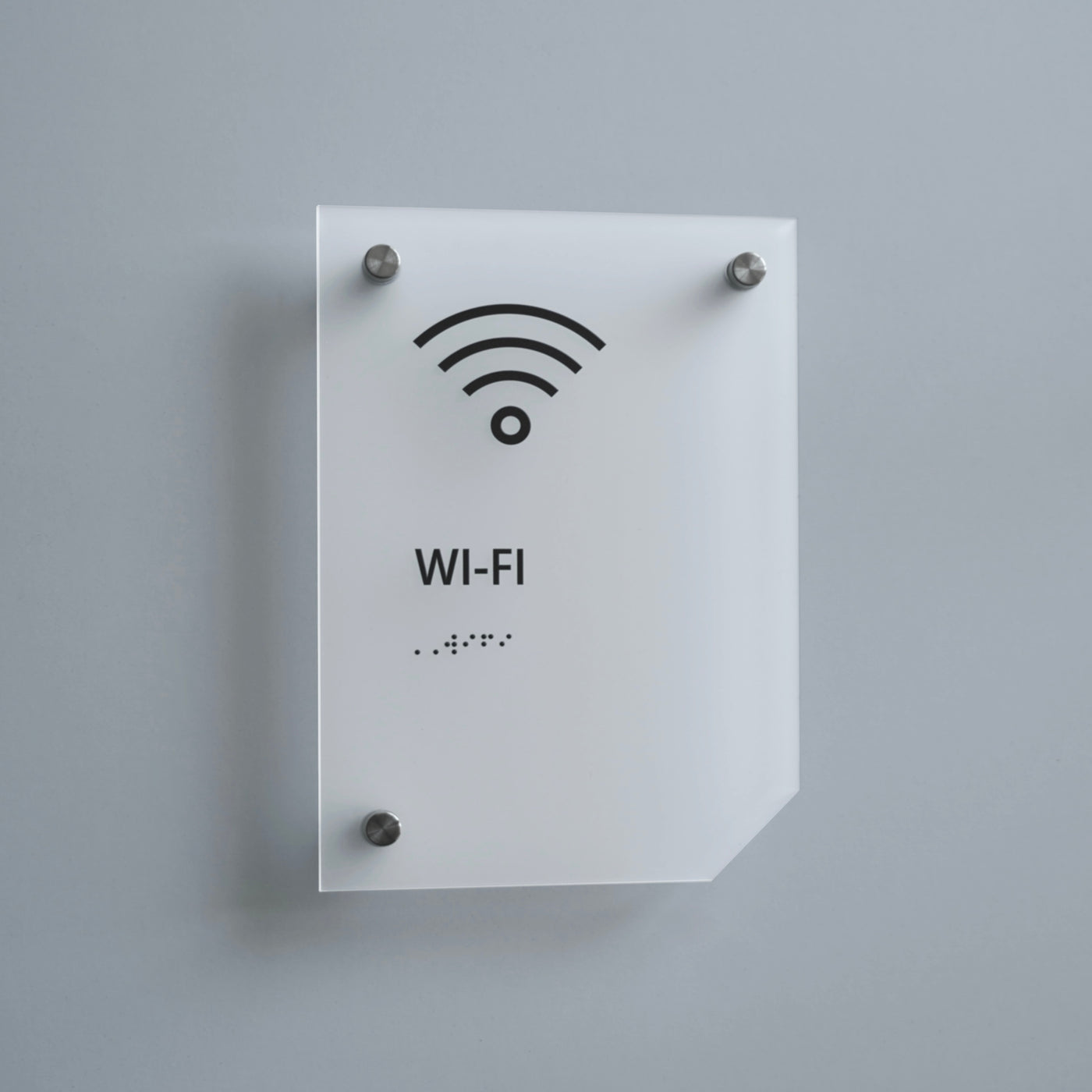 a white sign with a wifi symbol on it