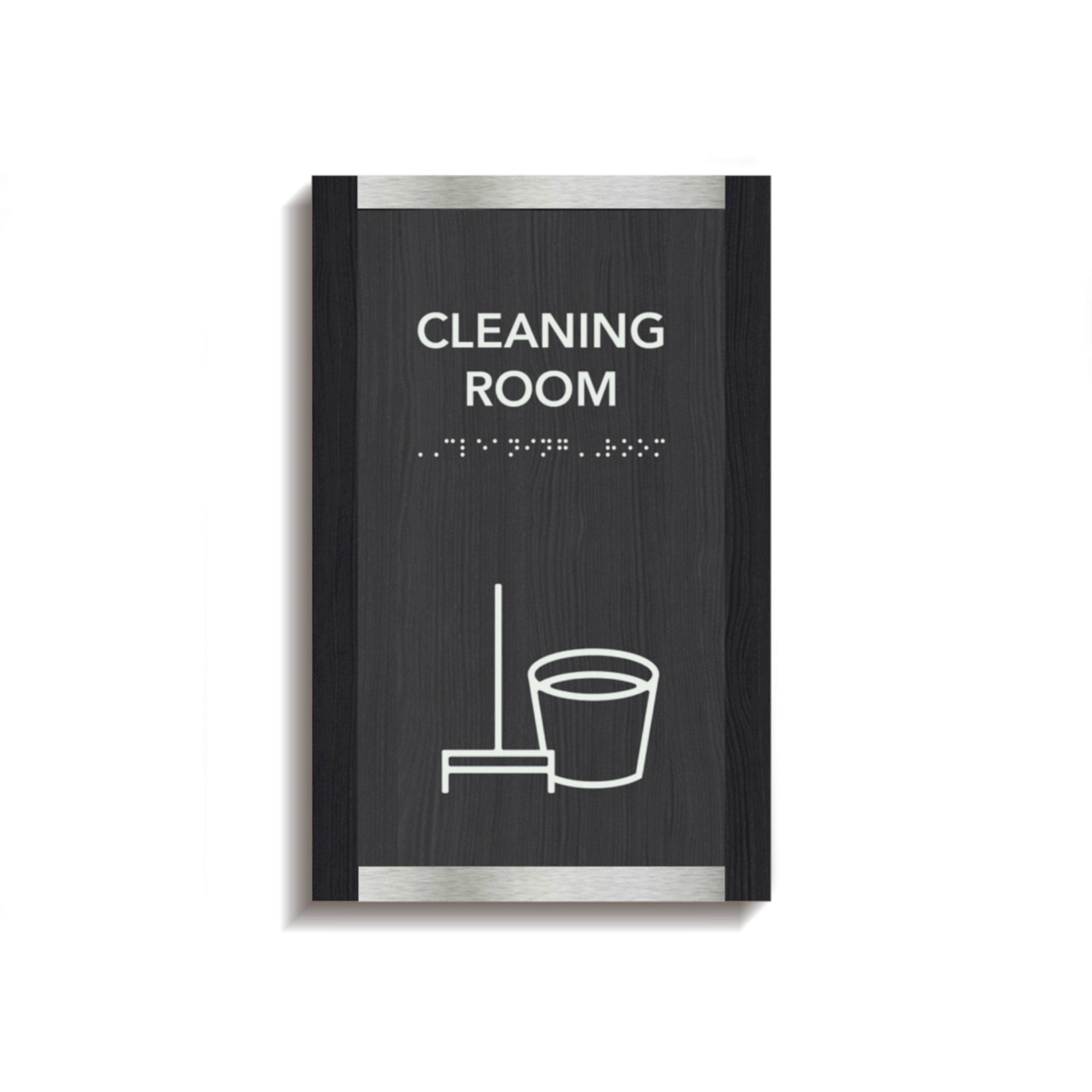 Cleaning Room Sign: Wood & Acrylic Signage —