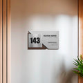 Door Numbers Office Number Sign with Custom Text: Wood & Stainless Steel Plate — "Creative" Design - Photo #7
