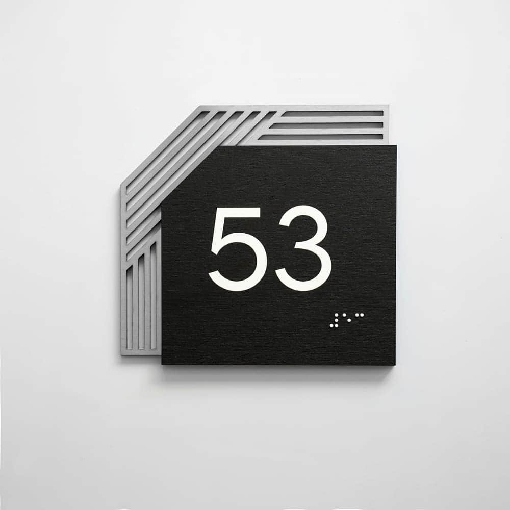 【サイン本】ISOLATED PLACES Door Number Sign: Wood & Stainless Steel Plate — 