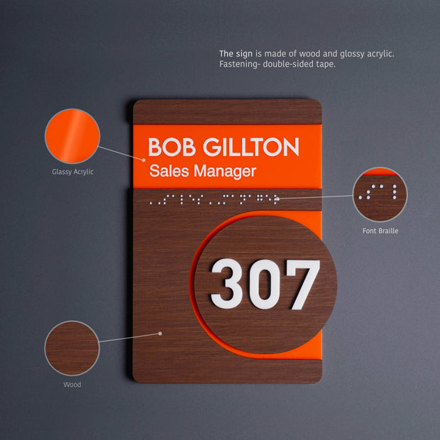 Door Numbers Door Numbers Sign - Acrylic & Wood  - "Genova" Design