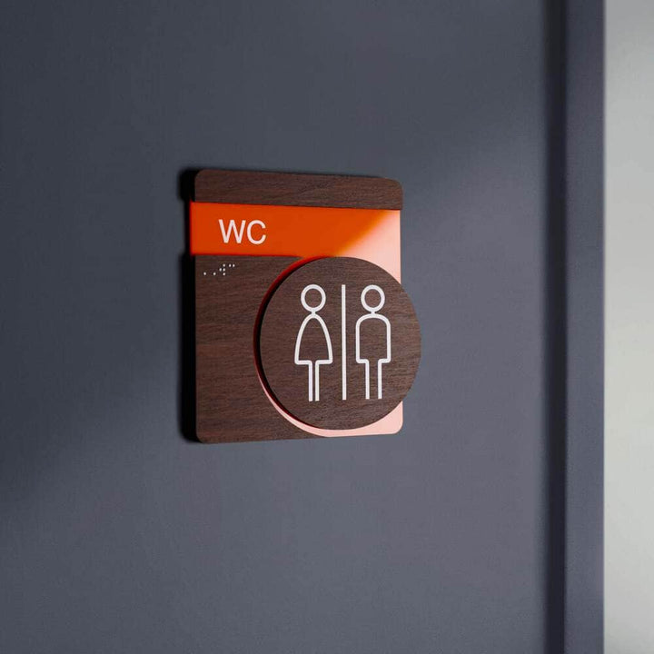 Bathroom Signs Acrylic &amp; Wood Toilet Signs for Bathroom - "Genova" Design