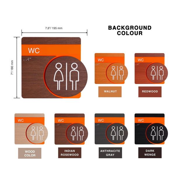 Information signs Utility Room Door Sign: Stainless Steel & Wood Plate — "Genova" Design