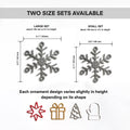 two sets of ornaments, each with different sizes and shapes, along with their corresponding measurements. The ornaments vary slightly in height depending on their design, and each design varies in height depending on its shape. - Photo #5