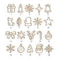 a collection of 16 Christmas-themed icons, each representing a different holiday or ornament. The icons include a gift box, candle, bell, star, snowflake, mitten, reindeer, bow, star, candy cane, ornament, Santa Claus, snowflake, Christmas tree, and star. - Photo #2