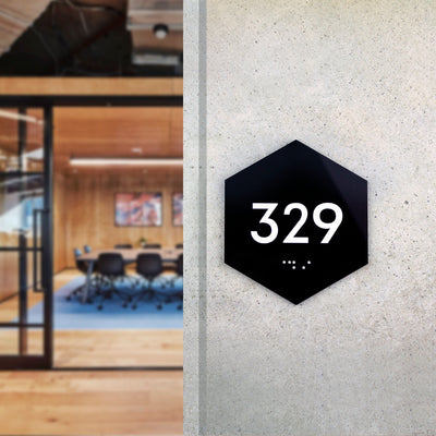 Door Numbers Acrylic Hexagon Apartment Door number Sign