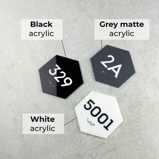 Door Numbers Acrylic Hexagon Apartment Door number Sign