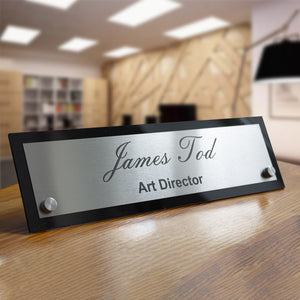 Information Signs - Tabletop Nameplate Sign Acrylic & Stainless Steel