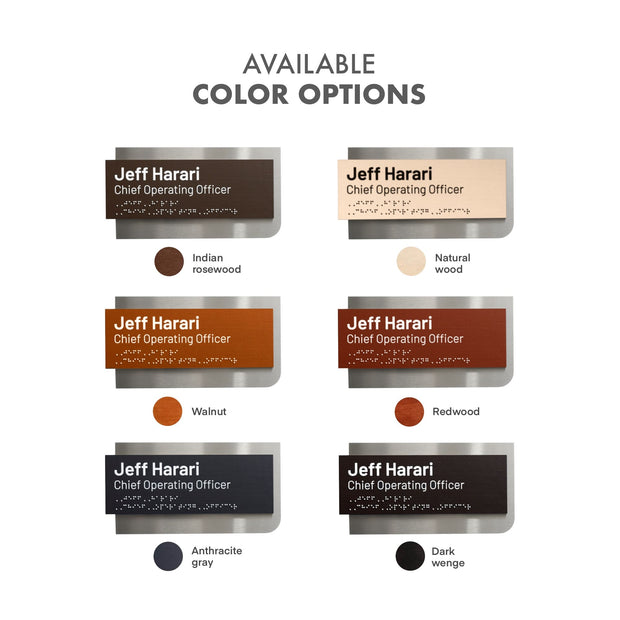 Custom Name Plate with Braille: Stainless Steel & Wood — Element Design