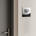 Hotel Room Number Sign: Stainless Steel & Wood Plate with Braille — “Jure” Design - Photo #4