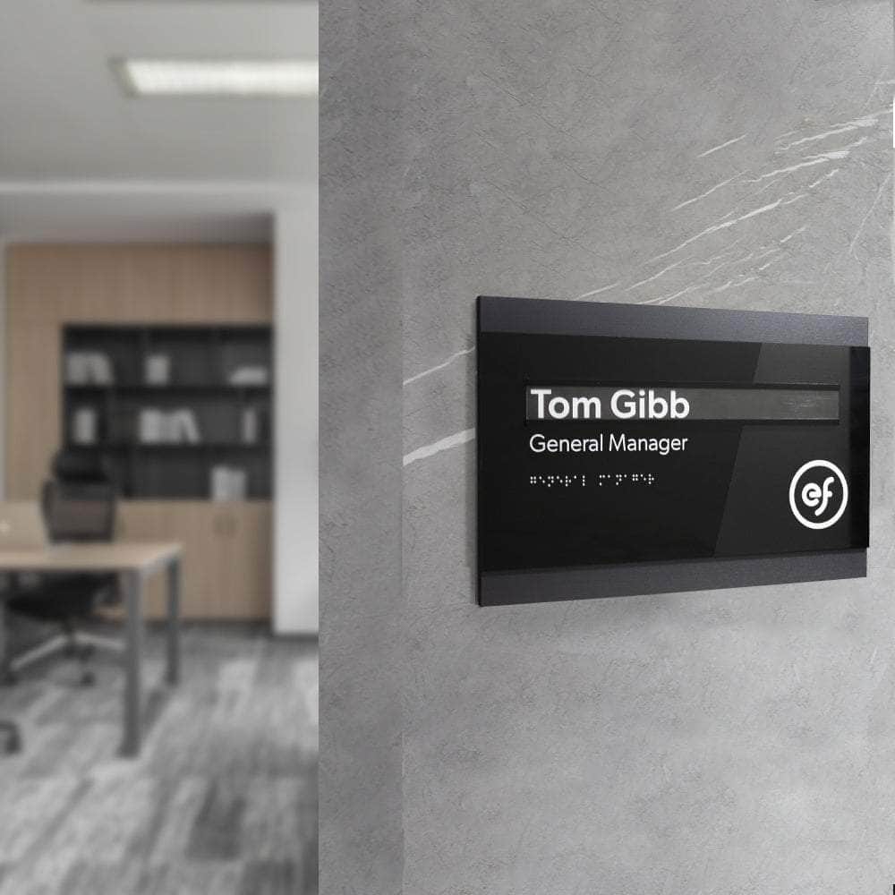 Name Slot Sign Interchangeable Name Plate: Wood & Acrylic Door Sign —