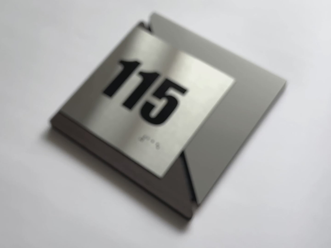 Door Number Sign: Wood & Stainless Steel Plate — "Creative" Design