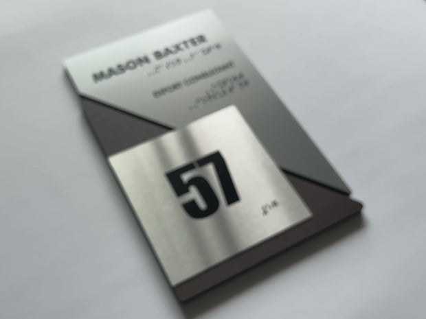 Custom Door Number Sign: Wood & Stainless Steel — Creative Design