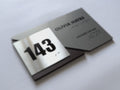 Office Number Sign with Custom Text: Wood & Stainless Steel — "Creative" Design - Photo #2