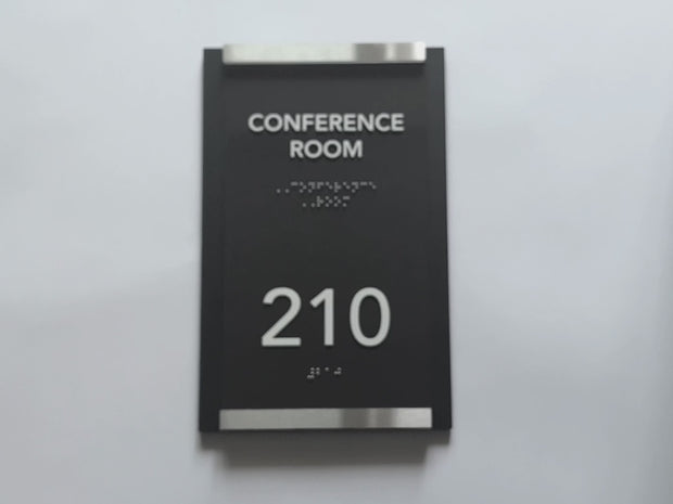Wood & Acrylic Conference Room Sign with Braille — "Otherside" Design