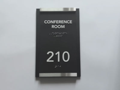 Office Door Number Sign & Name Plates: Stainless Steel & Wood — "Otherside" Design