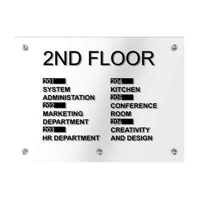 Directional Wayfinding Sign - Acrylic Wall Plate "Classic" Design