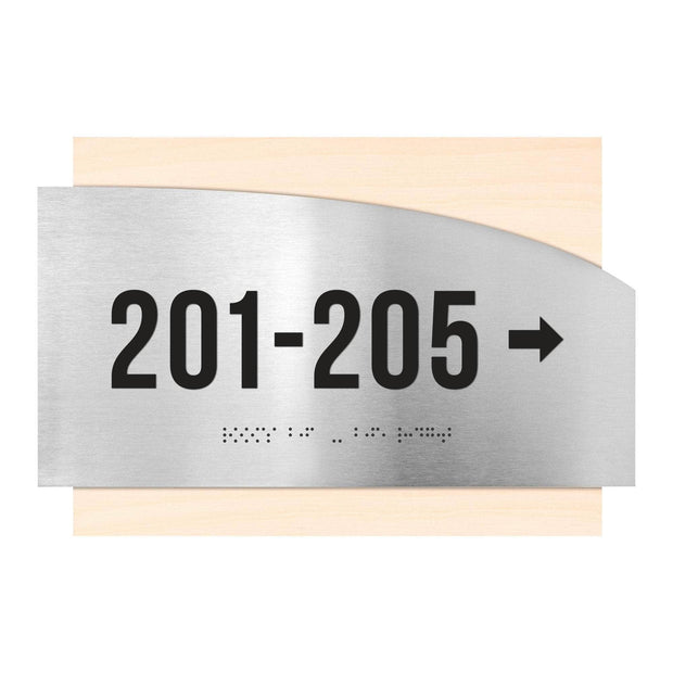 Directional Wayfinding Sign - Steel Wall Plate "Wave" Design