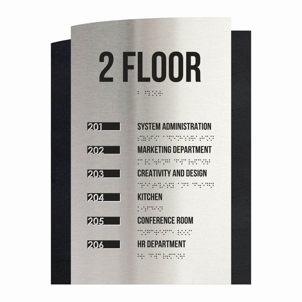 Wayfinding Sign: Steel Wall Plaque — "Wave" Design