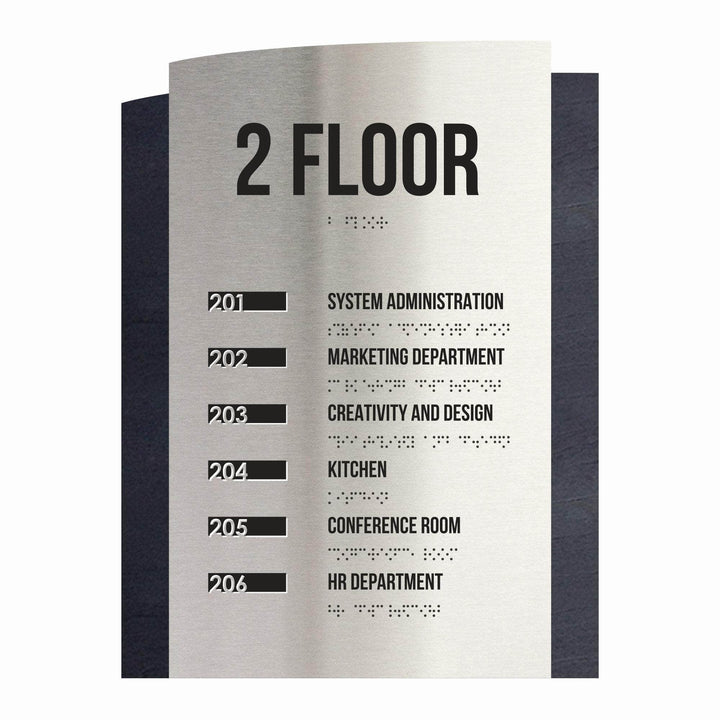 Wayfinding Sign: Steel Wall Plaque — "Wave" Design