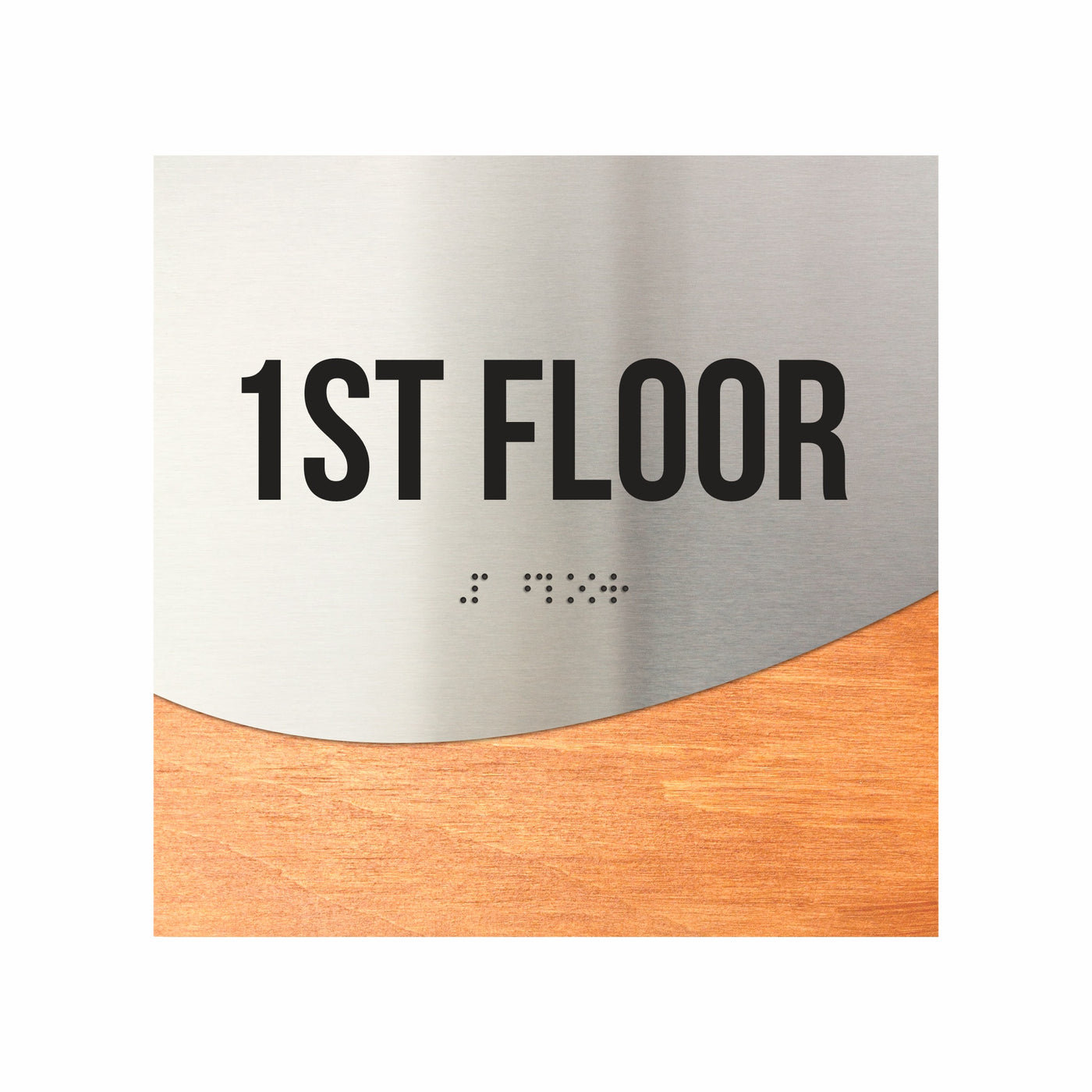 Floor Signs - Sign For 1st Floor - Stainless Steel & Wood  - "Jure" Design