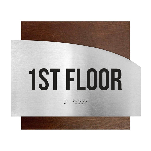 Floor Signs Steel Sign for 1st Floor - "Wave" Design