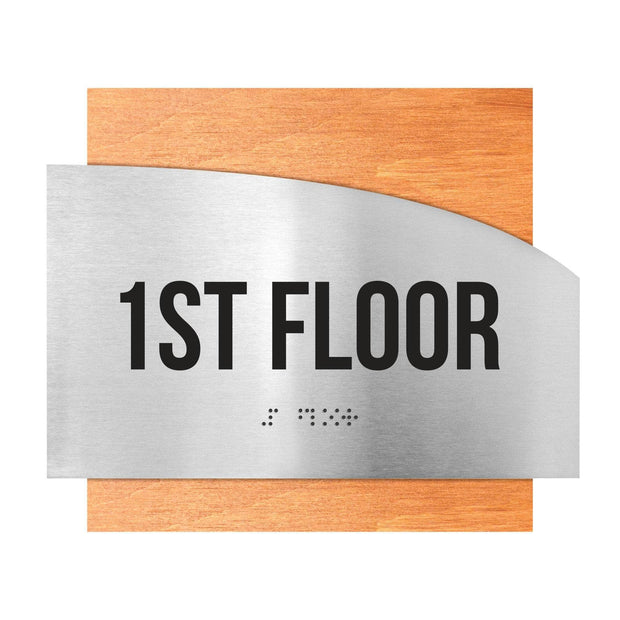 Floor Signs Steel Sign for 1st Floor - "Wave" Design