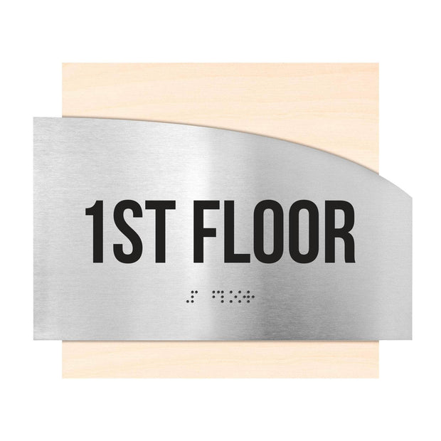 Floor Signs Steel Sign for 1st Floor - "Wave" Design