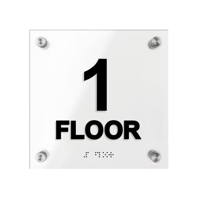 Floor Signs - Acrylic 1st Floor Sign With Braille - "Classic" Design